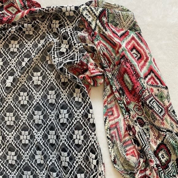 InLuv Long Boho Cardigan Womens Multicolor Open Front Short Sleeve Size S - Picture 7 of 10